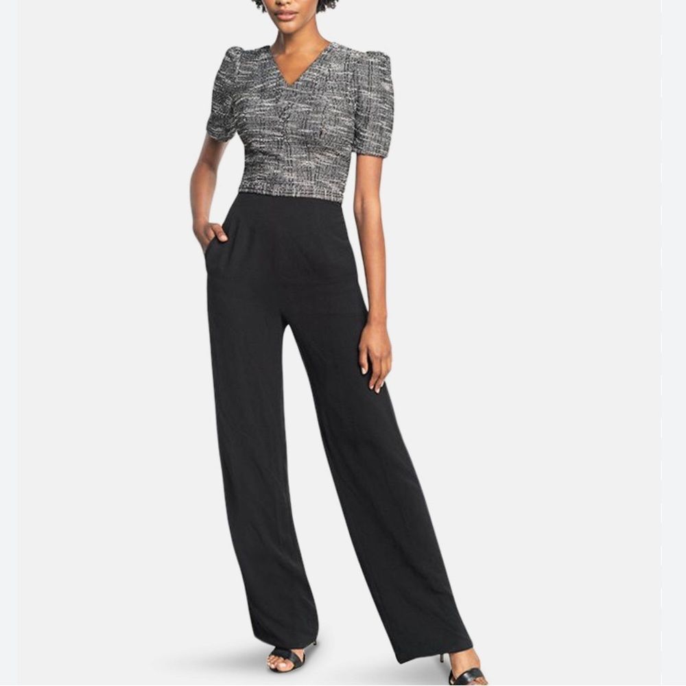 Dress the Population Anais Metallic Tweed Bodice Jumpsuit Size XXS